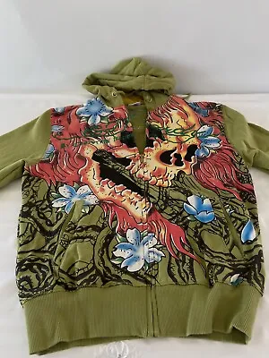 VTG Authentic Zip Up Green Ed Hardy By Christian Audigier Hoodie Men’s Small • $99.99