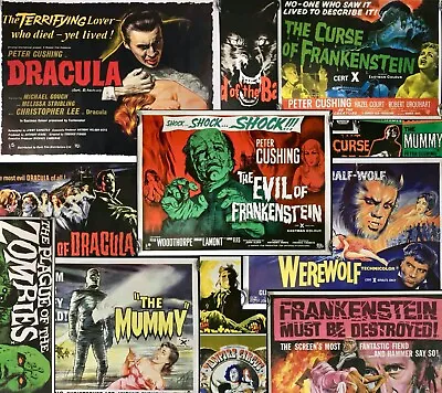 Hammer OFFICIAL Quad REPRO Movie Poster Collection 50th Anniversary Horror MINT • £25