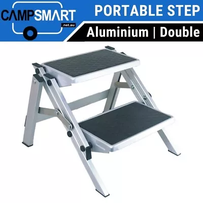 Aluminium Double Folding Caravan Step 2 Stage Portable - Off Road Camper Trailer • $104.95