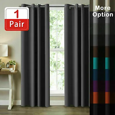 2X Blockout Curtains Blackout Window Curtain Draperies Pair Eyelet For Bedroom • $45.49