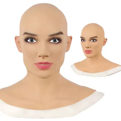 Realistic Female Latex Head Cover Cosplay Porp Drag Queen Halloween Full Mask UK • £11.84