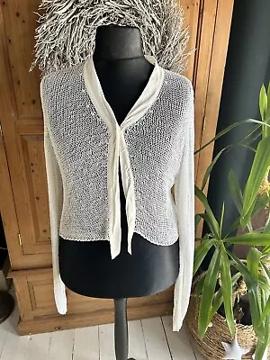 Crea Concept Cream Silk Blended Lagenlook Arty Cardigan Size 42 Ch 52” • £19.99