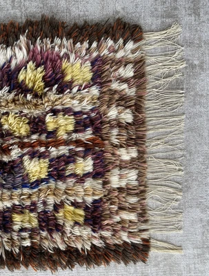 £89 • Buy Small Vintage Wool Rya Rug Multicolour, Abstract, Handwoven  Finnish 1970s