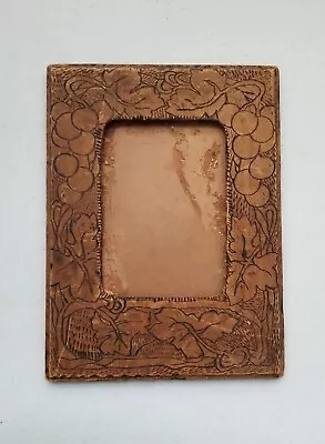 Antique Flemish Pyrography Wood Frame 1911  • $15