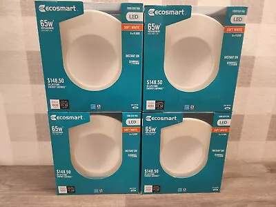 4 Pk EcoSmart 65W Soft White 2700K Dimmable LED Recessed Downlight Indirect New✅ • $26.99