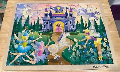 Melissa & Doug Wooden 48 Piece Puzzle Unicorns Fairies Castle With Storage Tray • $18