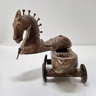 Vintage Trojan Horse On Wheels Toy Wood Trinket Box Opens To Hidden Compartment • $198.75