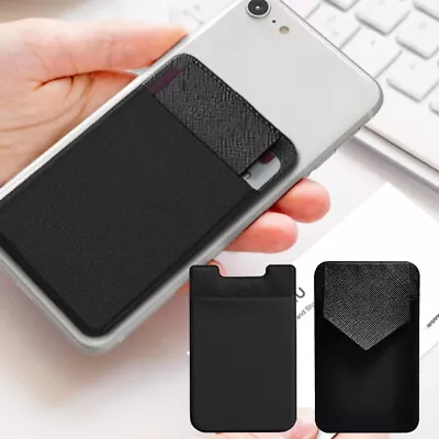 Leather Cell Phone Stick On Wallet Credit Card Holder Earphone Pouch Pocket • £2.66