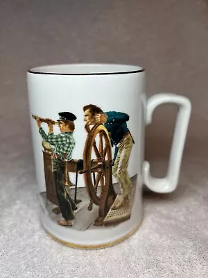 Vintage 80s Norman Rockwell Museum River Pilot Mug Collectible 16 Oz 1985 • $16.97
