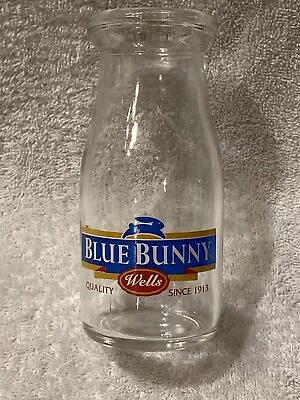 Vintage Wells Blue Bunny  DAIRY PAINTED MILK BOTTLE #28 5 1/2'' Tall 8oz. • $14.99