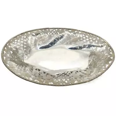 Antique 800 Continental Silver Floral Oval Bread Footed Bowl 7 7/8  X 11 7/8  • $224.99