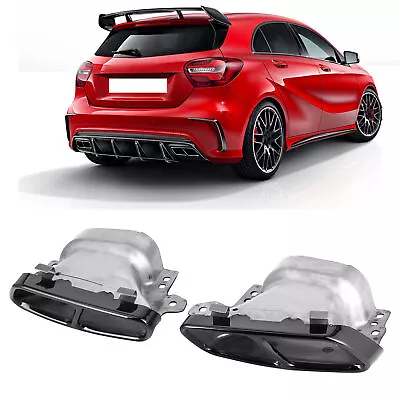 ☆⁺ Black Chrome 2pcs Quad Exhaust Tips Stainless Steel For MercedesAMG A45 W176 • $248.29