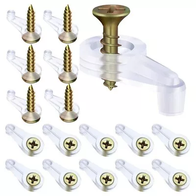 Convenient 10 Piece Plastic Mirror Clips And Screws Set For Cabinet Doors • £5