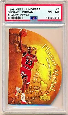 Michael Jordan 1998-99 Skybox Metal Universe Planet Metal Die-Cut PSA 8 NM-MT • $2000