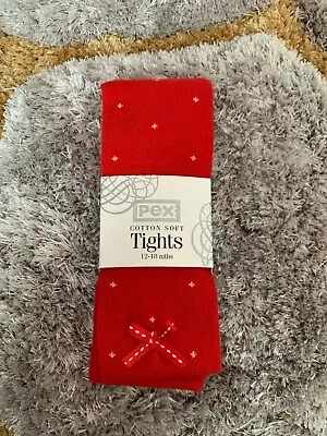 £5.68 • Buy New Pex Red & White Spot Knitted Tights With Ankle Bow - 12-18 Months