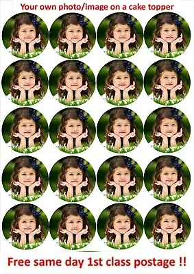 £2.45 • Buy 20 Personalised Photo Cupcake Toppers Icing/wafer Paper Pre Cut Available! 2 