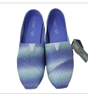 TOMS Glitter Mermaid Scales Print Comfort Shoes Slip-on Flats Size 9 Womens New • $42.65