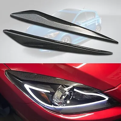 Real Carbon Fiber Eye Lid Brow Eyelid Headlight Cover For Mazda3 Mazda 3 2010 13 • $45.67