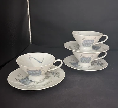 $42.80 • Buy Set Of  3 Raymond Loewy Rosenthal Selb PLAZA Tea Cups And Saucers FREE SHIPPING