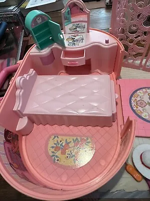 1994 Barbie Pop Up Fold Out Playhouse Bedroom Living Fireplace Carry Case • $45