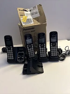 Cordless Phone System 4 Handset Link2Cell Bluetooth Answering Machine KX-TGD664M • $39