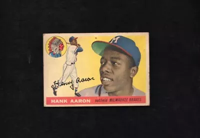 1955 Topps Baseball HOF-#47 Hank Aaron Milwaukee Braves Fair (ph) • $106