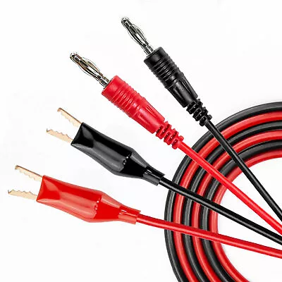 $5.99 • Buy 2PCS Multimeter Test Leads Kit With Alligator Clips Banana Plug Probe Cable 