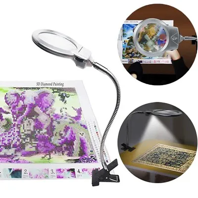 Magnifier LED Lamp Magnifying Glass Desk Table Light Clip-on Reading Lamp 4x 6x • $13.25