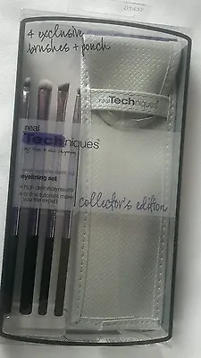  Collectors Limited Edition New Real Techniques 4 Pc Eye Makeup Brushes & Pouch  • $38