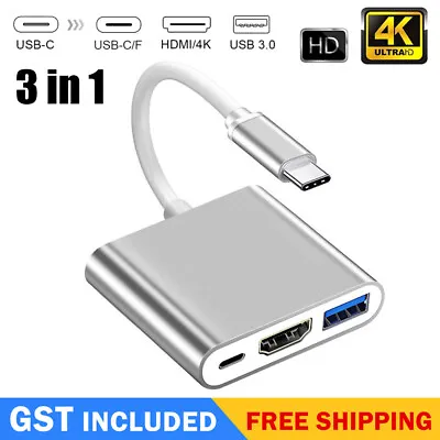 $10.15 • Buy Type C To USB-C HDMI USB 3.0 Adapter Converter Cable 3 In 1 Hub For MacBook Pro