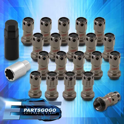 20PCS M12 X 1.5mm Open/Close Extended Heavy Gunmetal Steel Racing Lug Nuts Black • $23.99