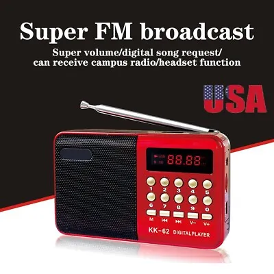 Portable Mini FM Radio Rechargeable Digital TF U-disk MP3 Music Player Speaker • $13.15