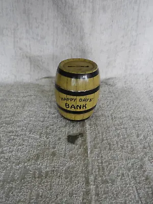 Vintage Metal Bank Happy Days Bank Barrel & Key Litho J Chein & Co Made In USA • $12.50