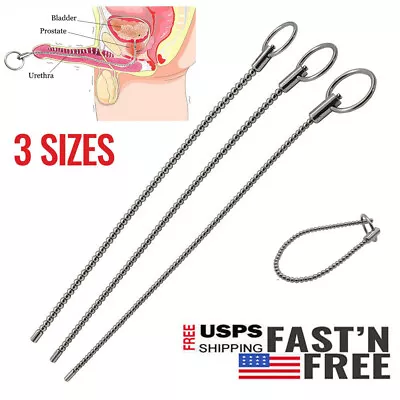 Long Stainless Urethral Sounding Male Enhancer Penis Stretcher Plug Rod Dilator • $11.99