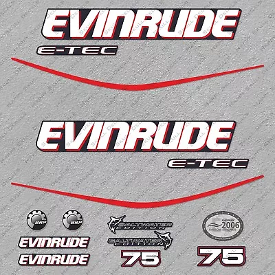 Evinrude 75 Hp ETEC Outboard Engine Decals Sticker Set Reproduction Blue Cowl • $49.49