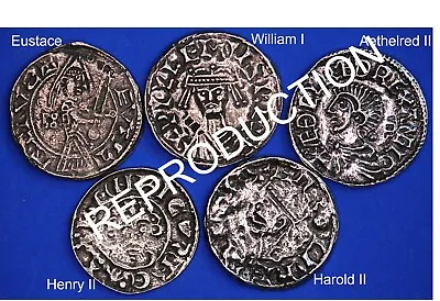 5 British English Coins- Saxon Norman & Medieval Hammered Pennies [Early1d] • $23.99