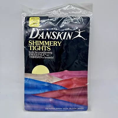 Vintage 80's Danskin Size B Style 1242 Shimmery Tights Black New Spandex Footed • $18.99