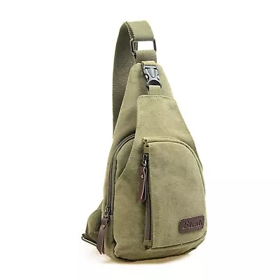 Crossbody Sling Backpack Canvas Small Sling Bag Hiking Daypack Rucksack For M... • $25.39