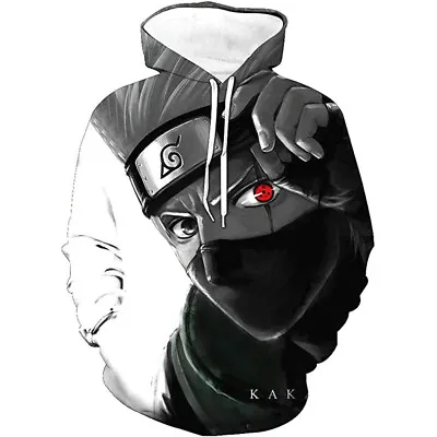 Mens Anime Naruto Hoodie Sweatshirt Costume Hooded Tops Casual Outwear Clothes • £17.75