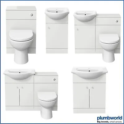 Modern Bathroom Basin Sink Vanity Toilet WC Concealed Cistern Unit Matte White • £53.97