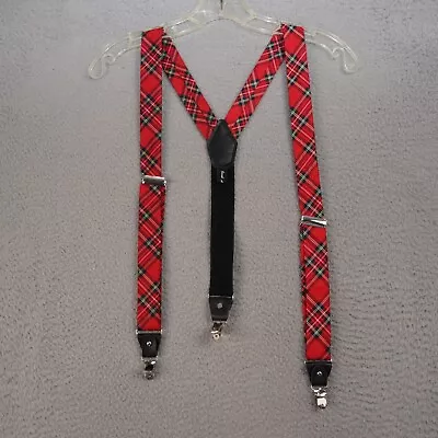 Suspenders Red Tartan Plaid Mens Clip On Style Braces Holidays Christmas • $15.91