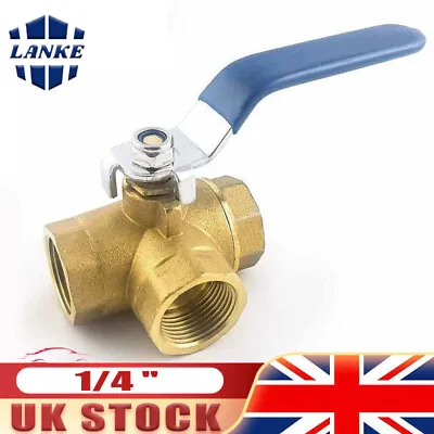 1.6MPa 3-Way L-Port Ball Valve Lever Handle Female (1/4'') Made Of Forged Brass • £12.97