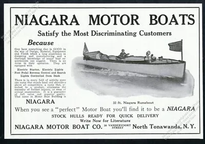 1917 Niagara Motor Boat 32' Runabout Photo Vintage Print Ad • $9.99