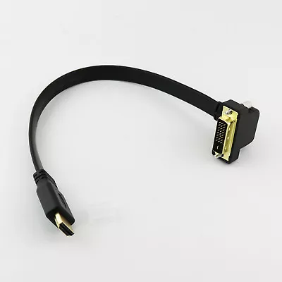 $6.49 • Buy HDMI-compatible To DVI 24+1 Pin Right Angle Male Video Converter Flat Slim Cable