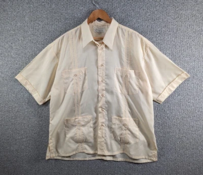 £47.50 • Buy TROPICAL Vintage Men's Apricot Guayabera Mexican Cuban Holiday Button Shirt  XXL
