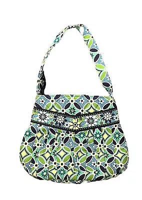 VERA BRADLEY Hannah Mini Purse Bag Daisy Daisy Green Black Pockets Zip Top EUC • $11