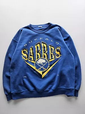 Vintage 90s Buffalo Sabres Blue Crewneck Sweatshirt NHL Hockey XL • $32.92