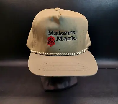 Vintage Maker's Mark Beige Cord Rope Bill Adjustable Hat Cap • $34.99