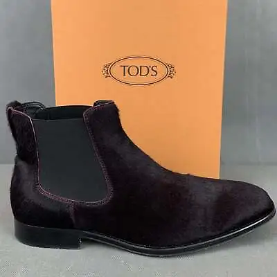TOD'S CALFHIDE CHELSEA BOOTS - Aubergine - Men's Size UK 7 - EU 41 TODS With Box • £125