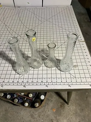 Lot Of 4 Clear Bud Vase Glass B276 • $29.83